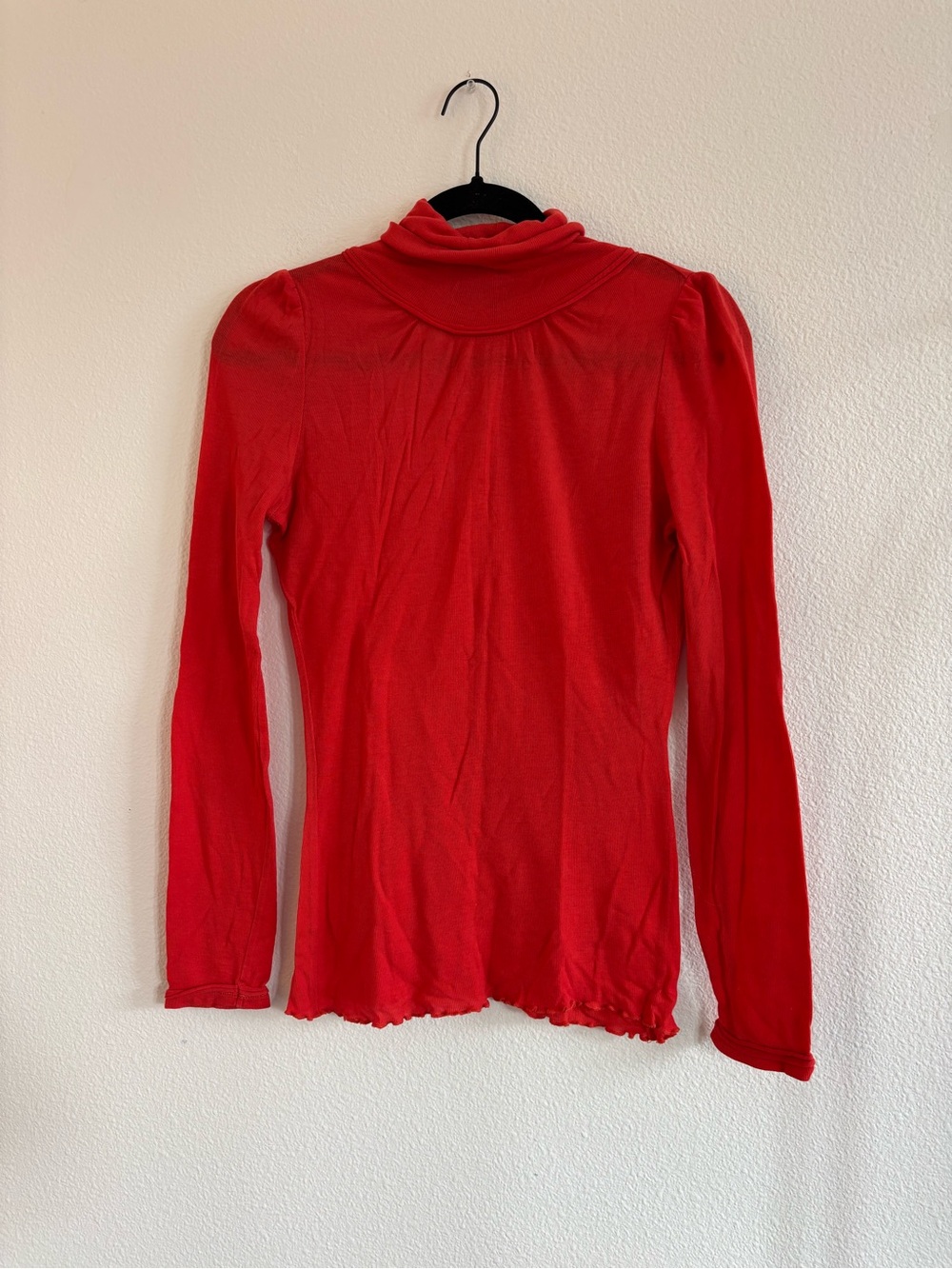 bruuns bazaar vibrant red long-sleeve turtleneck wool blend top size small